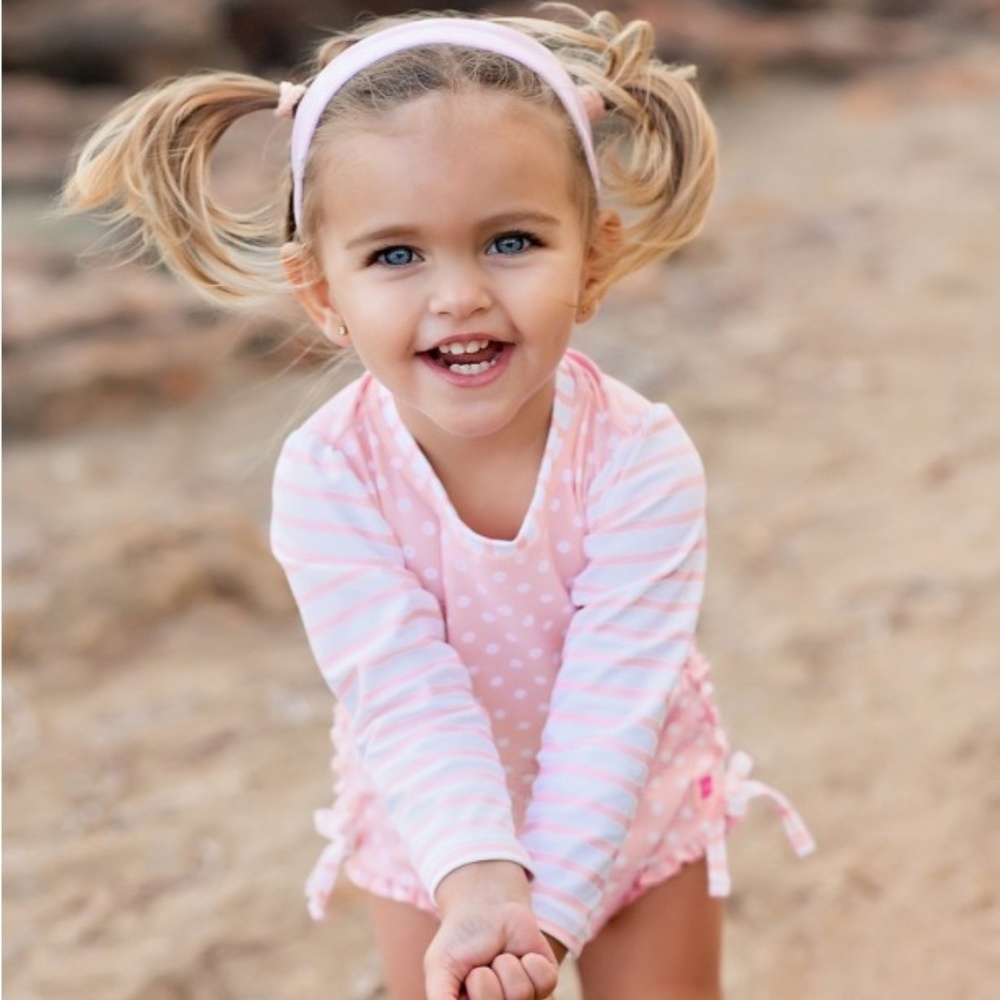 RuffleButts Baby Rashguard/One Piece Swimsuit with UPF 50+
